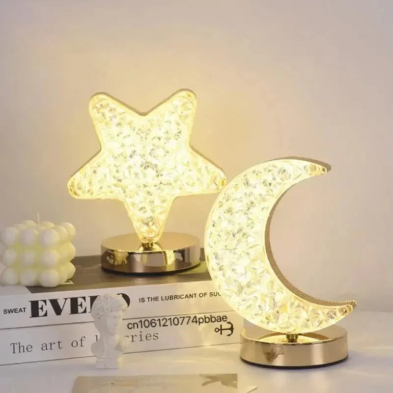 Bedroom Crystal Touch Dimming Night Light Girls Room Home Decor Aesthetics USB Bedside LED Ambient Table 3d Moon Lamp