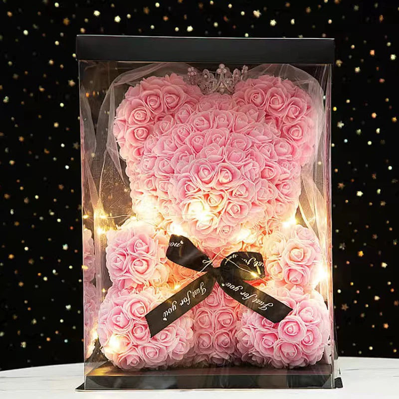 Artificial Rose Bear Light Teddy Bear Gift with Box