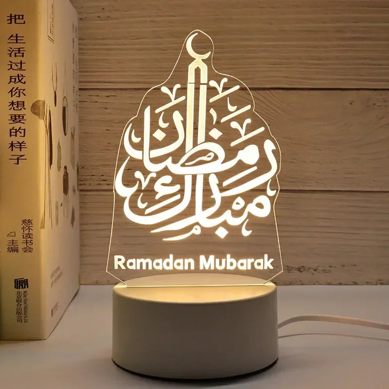 2025 Muslim Ramadan Decor Ornament EID Mubarak LED Festival Night Light Eid Al Adha Gift Gurbang Ramadan Decoration for Home