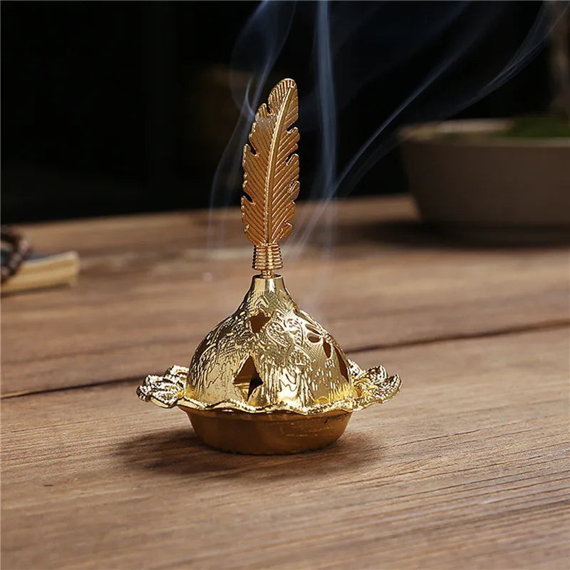 2024 Muslim Eid Mubarak Star Moon Mini Portable Golden Incense Tower Ornaments Ramadan Decor for Home Ramadan Kareem Party Decor