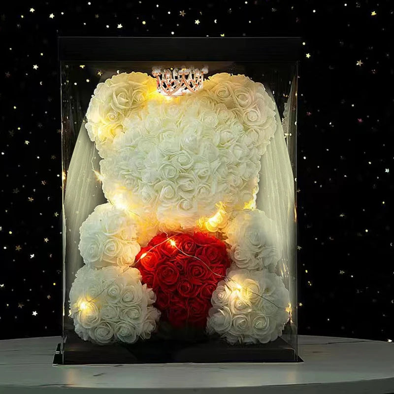 Artificial Rose Bear Light Teddy Bear Gift with Box