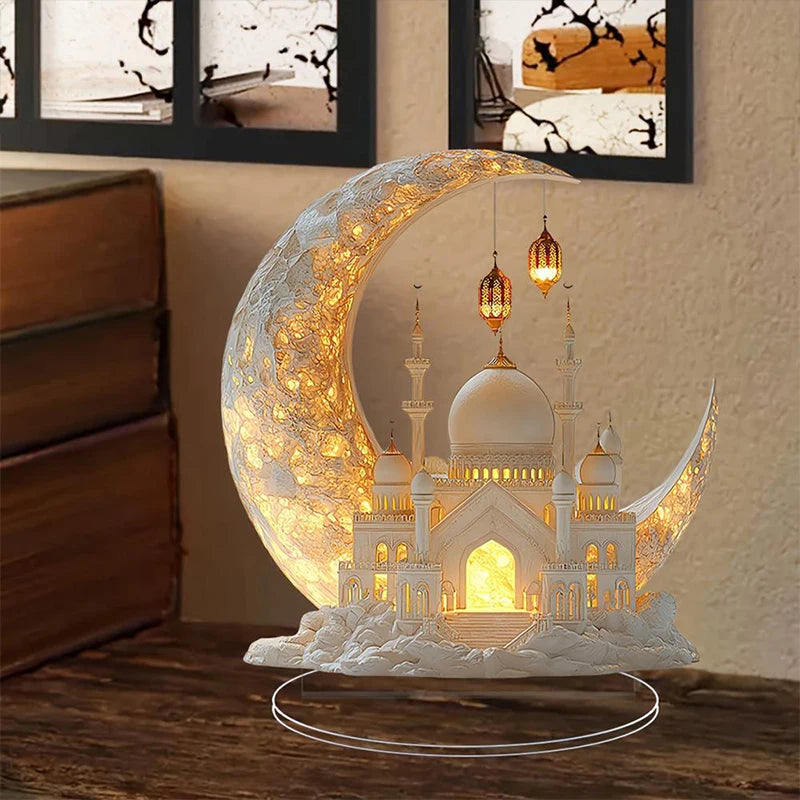 Ramadan Festival 2D Acrylic Moon Castle Craft Ornament 2025 Eid Al-fitr Mubarak Decoration Islamic Muslim Home Party Table Gifts