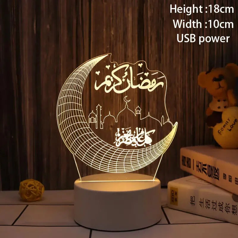 2025 Muslim Ramadan Decor Ornament EID Mubarak LED Festival Night Light Eid Al Adha Gift Gurbang Ramadan Decoration for Home