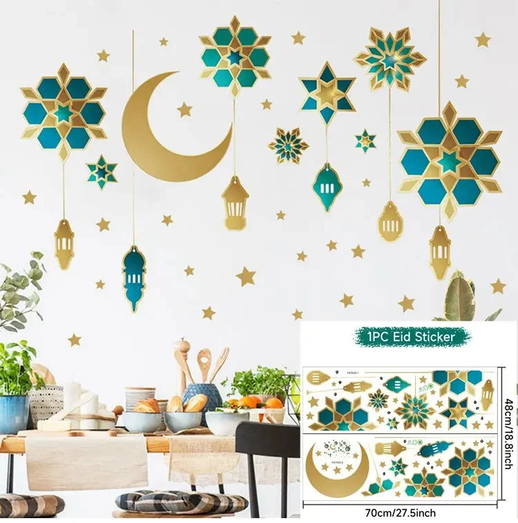 Eid Window Stickers Ramadan Decoration Eid Mubarak Decor for Home 2025 Ramadan Kareem Islam Muslim Party Supplies Eid Al-fitr