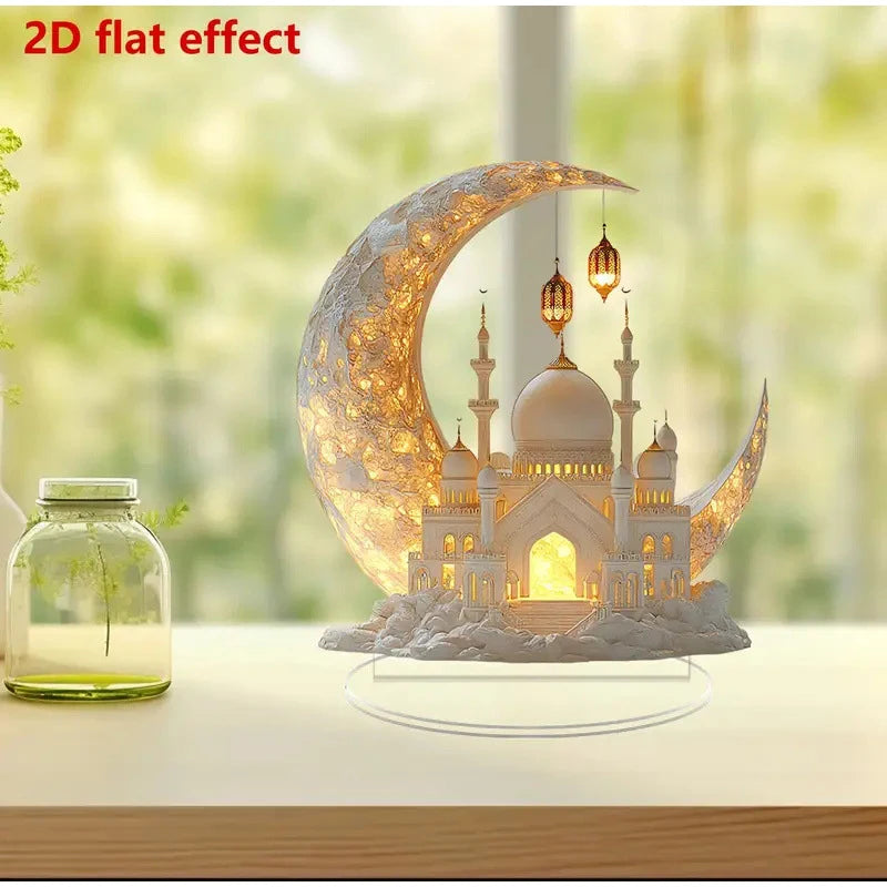 Ramadan Festival 2D Acrylic Moon Castle Craft Ornament 2025 Eid Al-fitr Mubarak Decoration Islamic Muslim Home Party Table Gifts