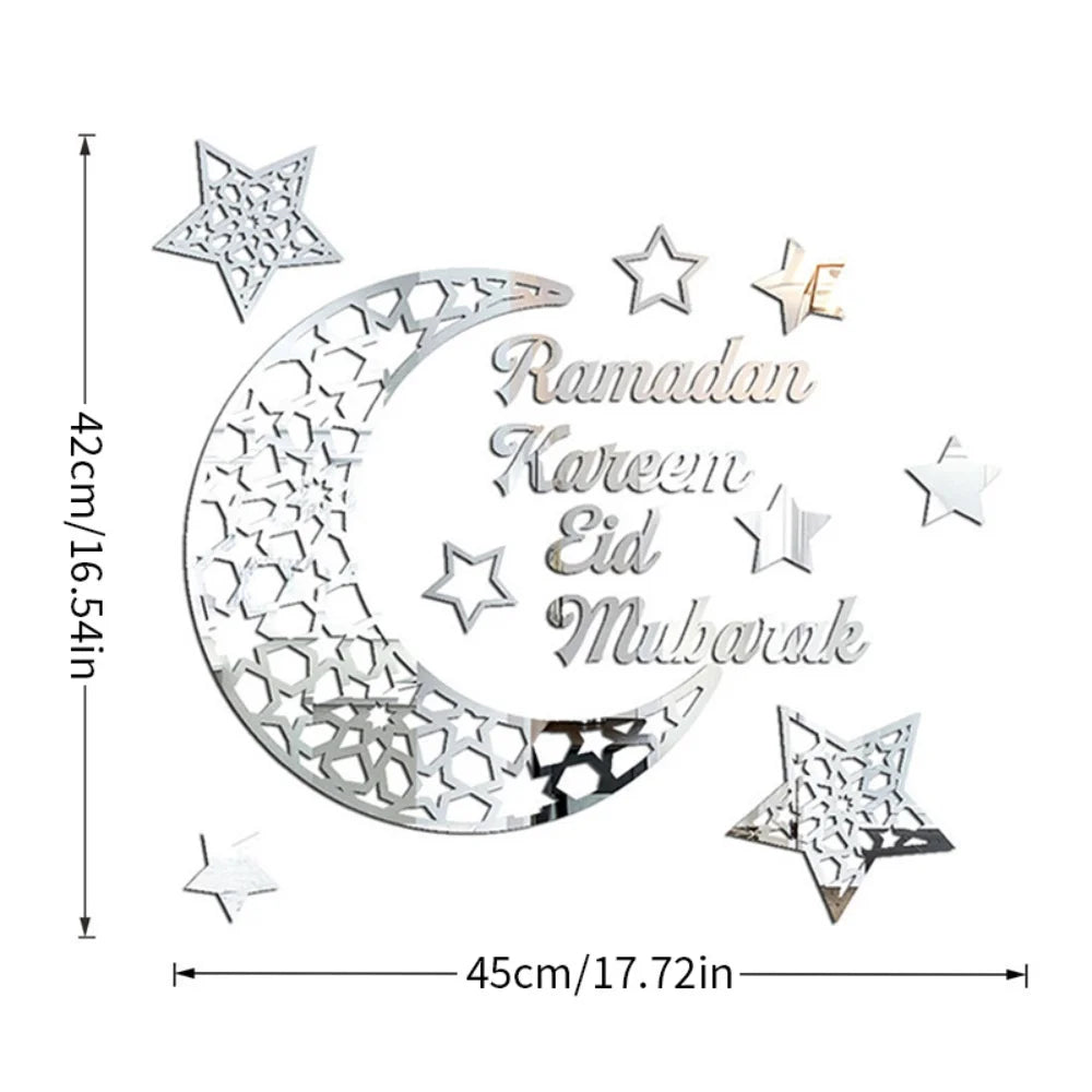 Eid Mubarak Decor Wall Sticker Ramadan Decoration Eid AL Adha Islamic Muslim Party Decor Wall Decal for Home Ramadan Kareem Gift