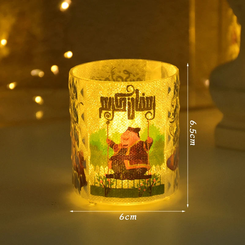 Ramadan Kareem Led Candle Light Eid Mubarak Decoration for Home Islamic Muslim Party Favors Supply Eid Al-Fitr Ornaments Lantern