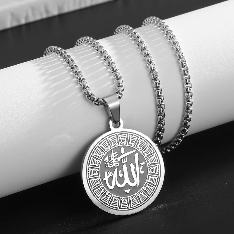 Stainless Steel Muslim Arabic Islamic Religious Pendant Necklace Men Women Amulet Jewelry Ramadan Gift