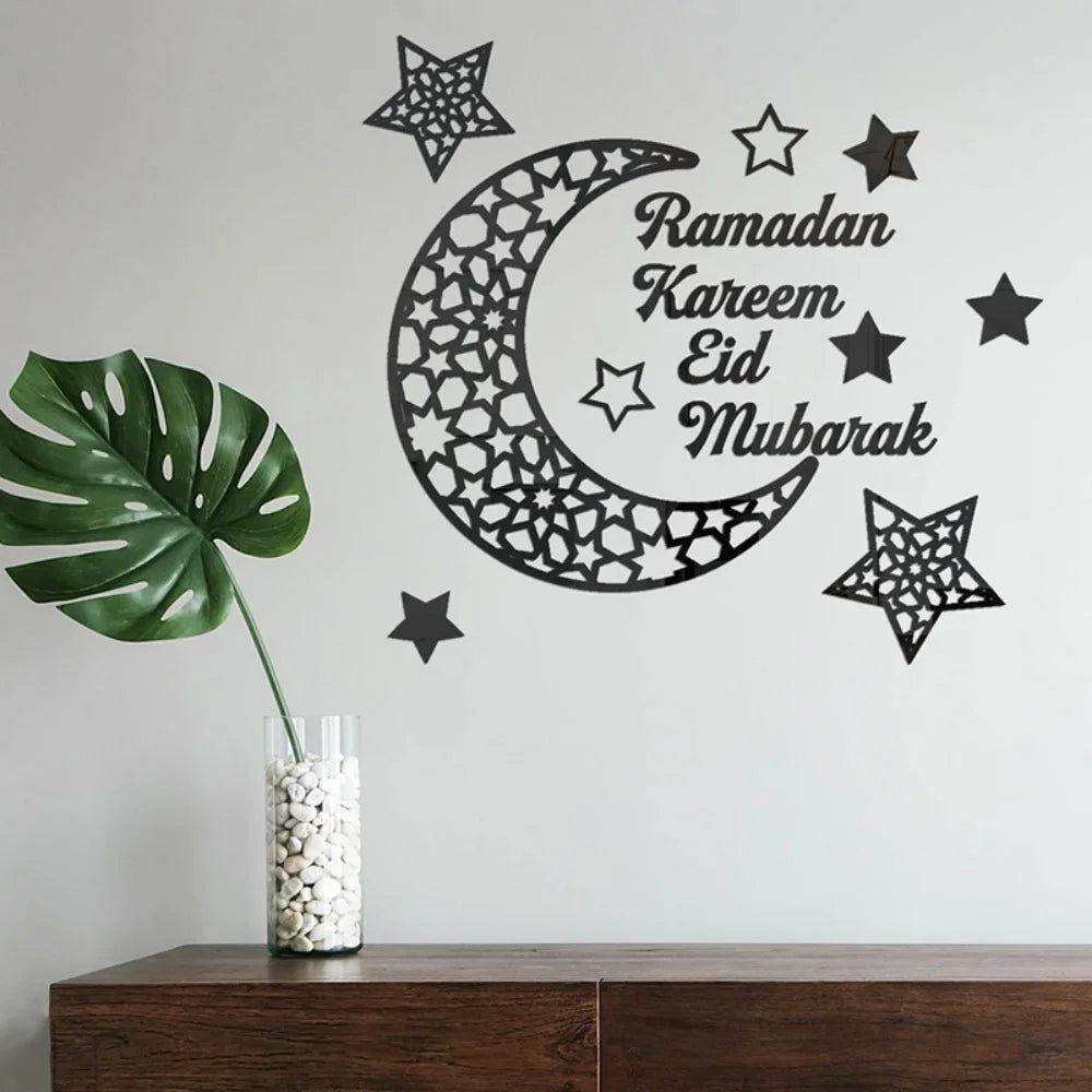 Eid Mubarak Decor Wall Sticker Ramadan Decoration Eid AL Adha Islamic Muslim Party Decor Wall Decal for Home Ramadan Kareem Gift