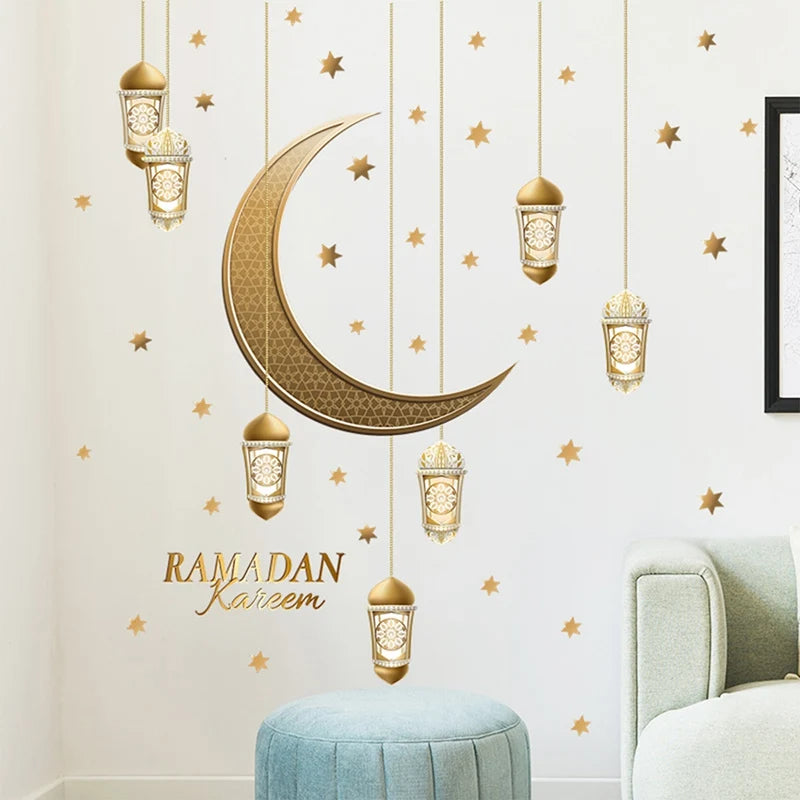 Eid Window Stickers Ramadan Decoration Eid Mubarak Decor for Home 2025 Ramadan Kareem Islam Muslim Party Supplies Eid Al-fitr