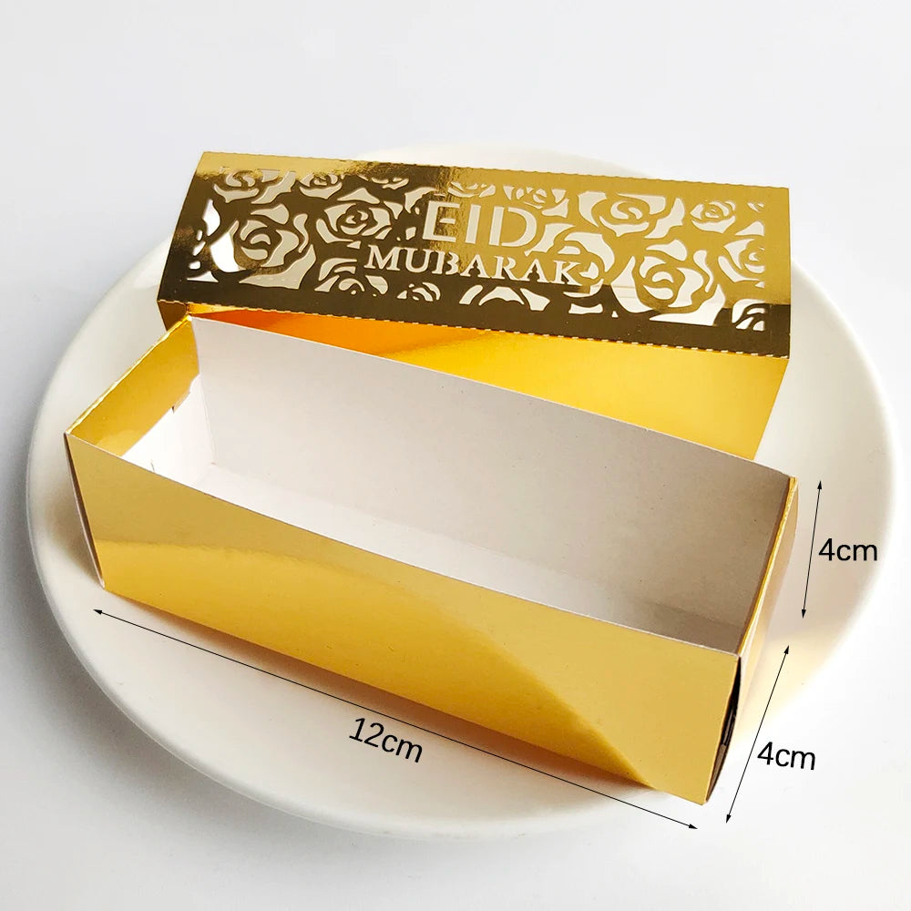 10Pcs Ramadan Gift Boxes Eid Mubarak Paper Gift Packing Boxes Gold Hollow Ramadan Gift Candy Packages Ramadan Decoration 2025