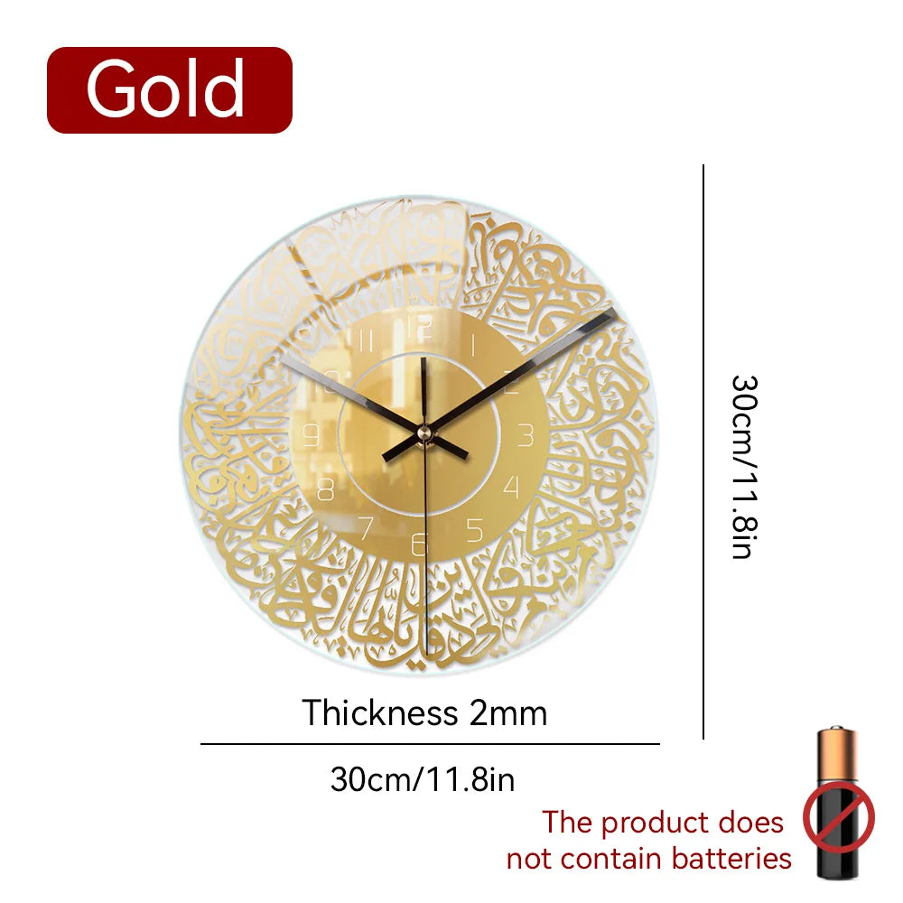 Islamic Ramadan Clock Gold/Black Stereoscopic Acrylic Round Wall Clock Middle East Ramadan Wall Clock Living Room Home Decor