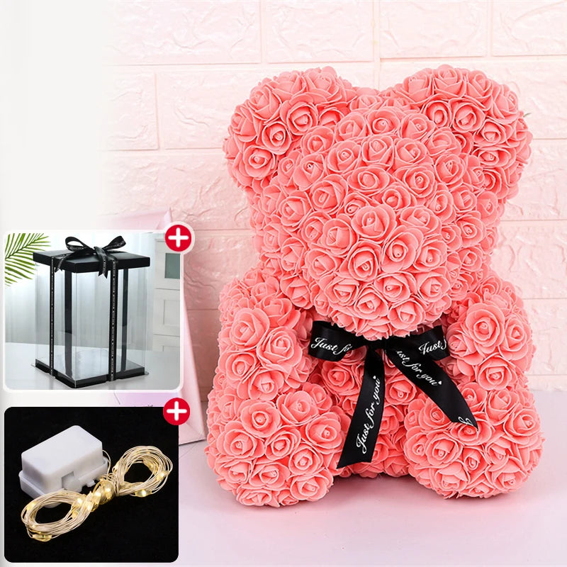 Artificial Rose Bear Light Teddy Bear Gift with Box