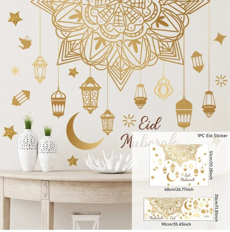 Eid Window Stickers Ramadan Decoration Eid Mubarak Decor for Home 2025 Ramadan Kareem Islam Muslim Party Supplies Eid Al-fitr