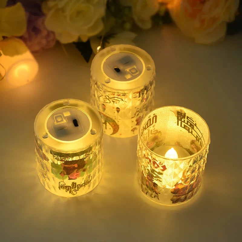 Ramadan Kareem Led Candle Light Eid Mubarak Decoration for Home Islamic Muslim Party Favors Supply Eid Al-Fitr Ornaments Lantern