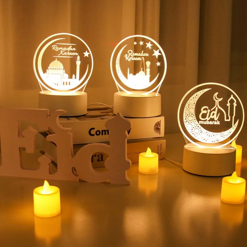 Eid Mubarak 3D Led Lamp Ramadan Night Light Led Moon Star Eid Bedroom Decoration Light Ornament Ramadan Decoration For Home 2025