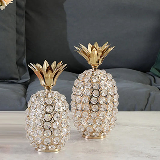 Creative Fruit Ornaments Bling Rhinestone Pineapple Shape Miniatures Snow Pear Crafts Home Wedding Decoration Photography Props