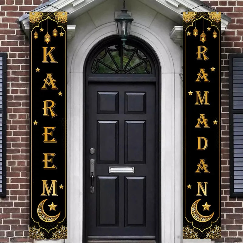 Ramadan Decoration 2025 Door Banner EID Mubarak Decor for Home Porch Banner Ramadan Kareem Islamic Muslim Party Eid Al-Fitr Gift