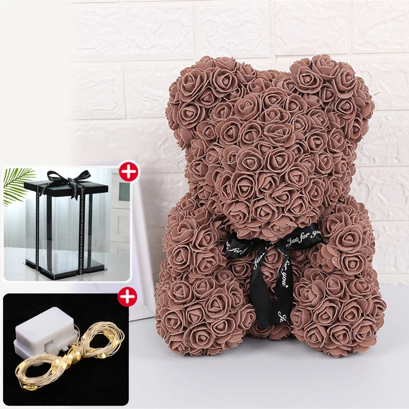 Artificial Rose Bear Light Teddy Bear Gift with Box