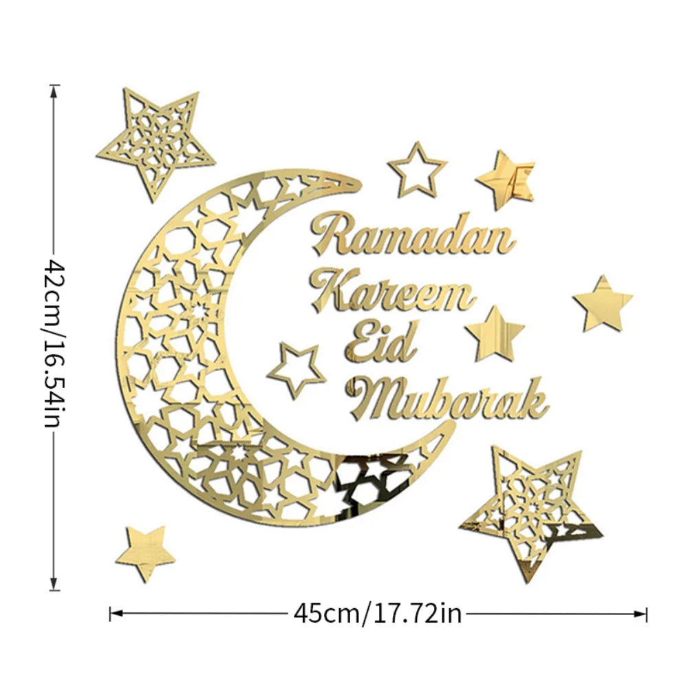 Eid Mubarak Decor Wall Sticker Ramadan Decoration Eid AL Adha Islamic Muslim Party Decor Wall Decal for Home Ramadan Kareem Gift