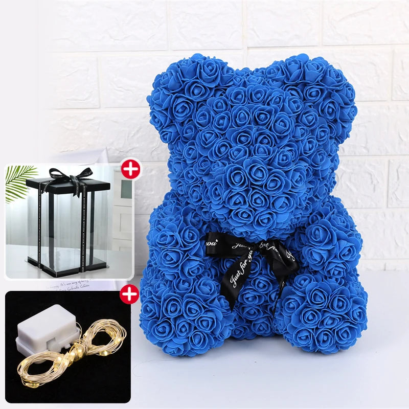 Artificial Rose Bear Light Teddy Bear Gift with Box