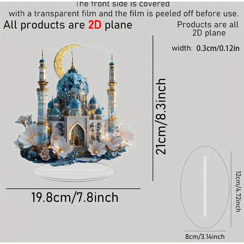 Ramadan Festival 2D Acrylic Moon Castle Craft Ornament 2025 Eid Al-fitr Mubarak Decoration Islamic Muslim Home Party Table Gifts