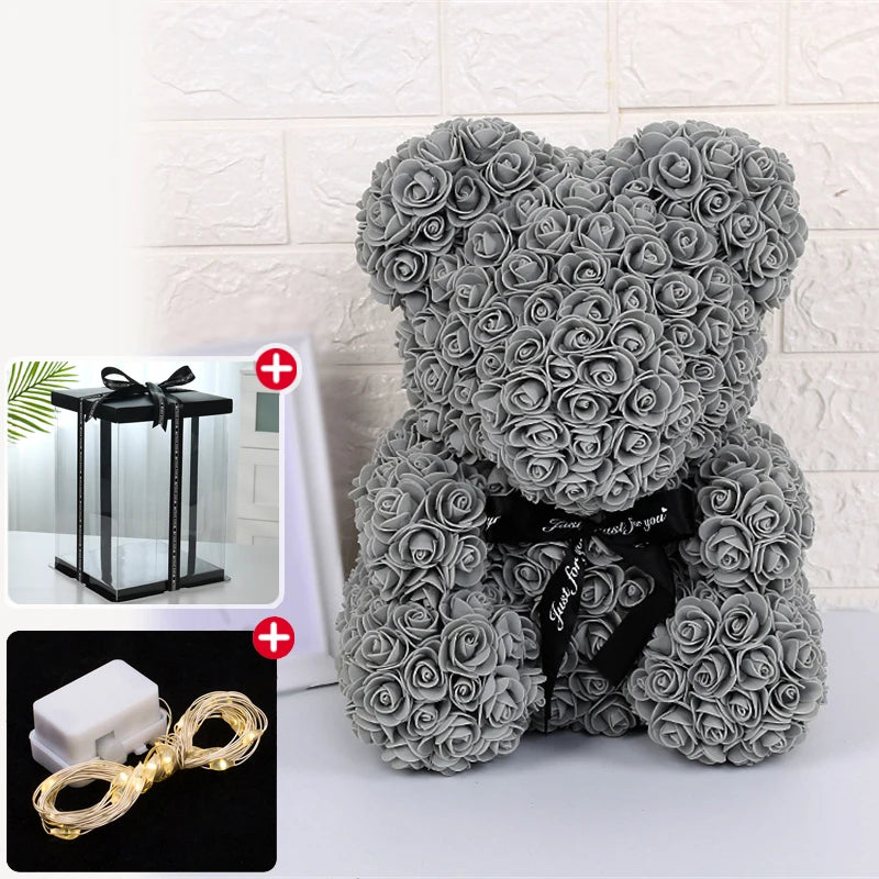 Artificial Rose Bear Light Teddy Bear Gift with Box