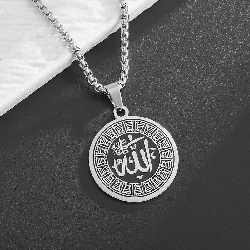 Stainless Steel Muslim Arabic Islamic Religious Pendant Necklace Men Women Amulet Jewelry Ramadan Gift