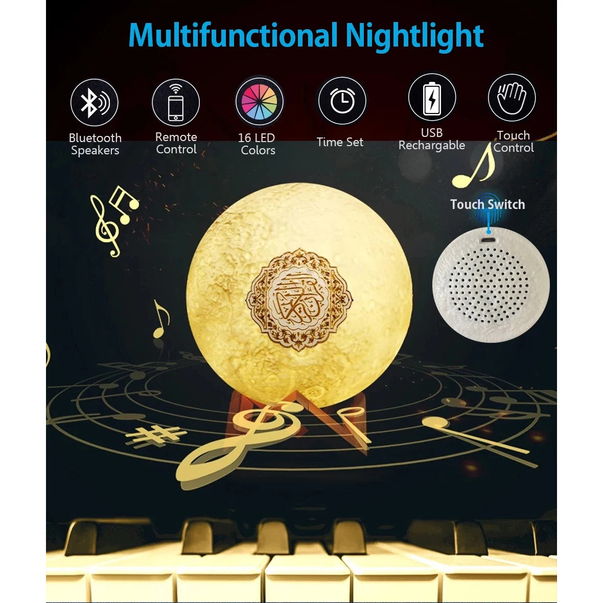 Azan Muslim Koran Bright Quran Night Light Portable Bluetooth Speaker Holy Lamp Wireless Sound Box Music Caixa De Som Mini Mp3