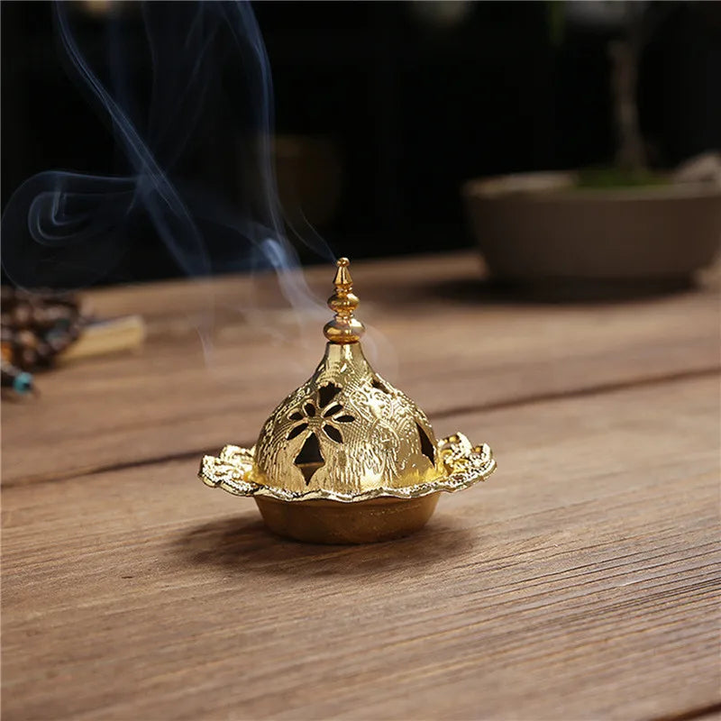 2024 Muslim Eid Mubarak Star Moon Mini Portable Golden Incense Tower Ornaments Ramadan Decor for Home Ramadan Kareem Party Decor