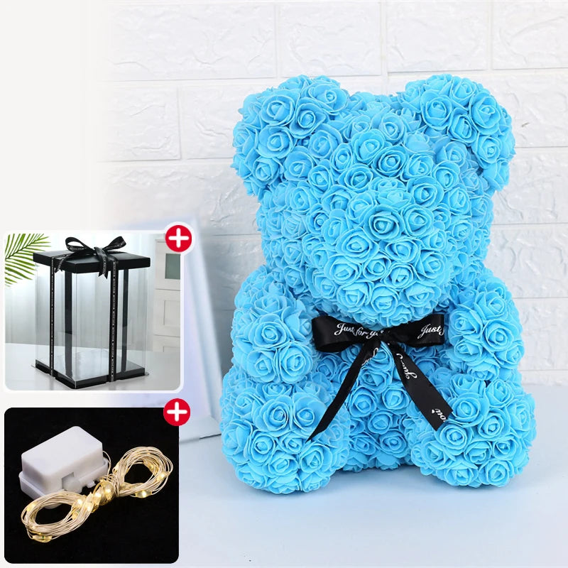 Artificial Rose Bear Light Teddy Bear Gift with Box