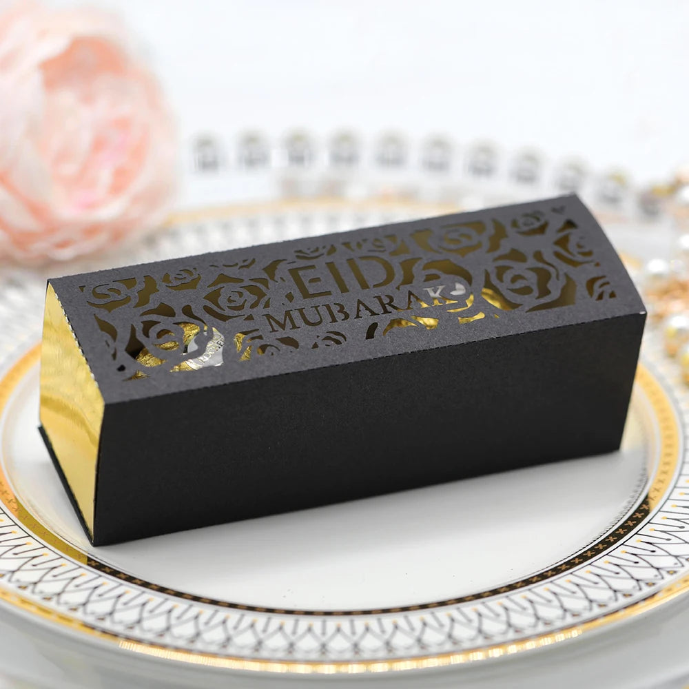 10Pcs Ramadan Gift Boxes Eid Mubarak Paper Gift Packing Boxes Gold Hollow Ramadan Gift Candy Packages Ramadan Decoration 2025