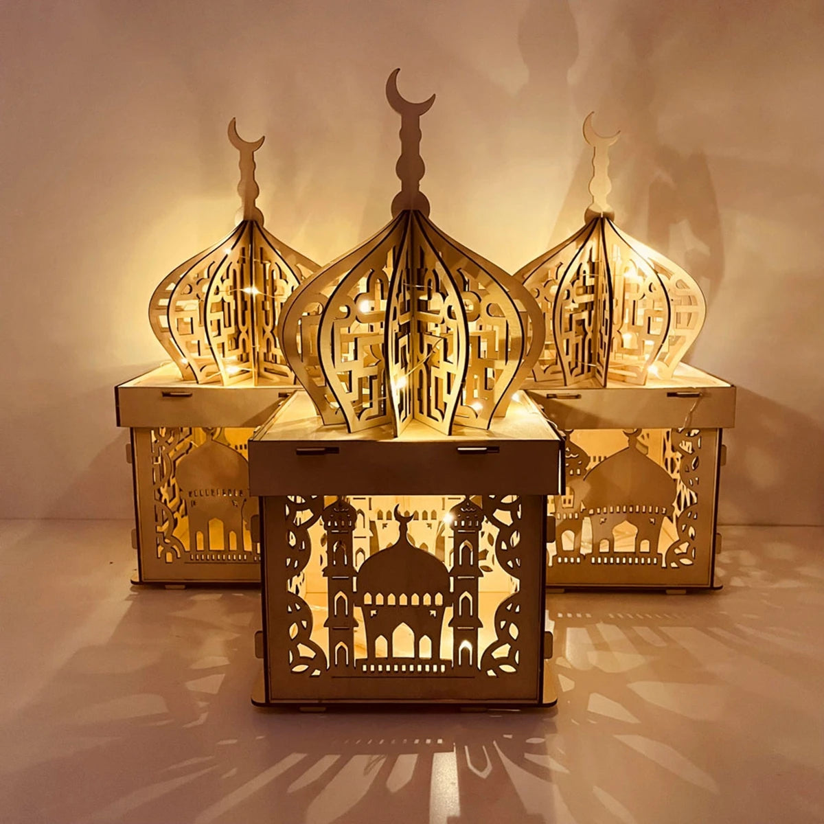 Wooden Palace Ornament Ramadan Decoration For Home 2025 Aid Eid Mubarak Ramadan Kareem Islamic Muslim Festival Party Supplies