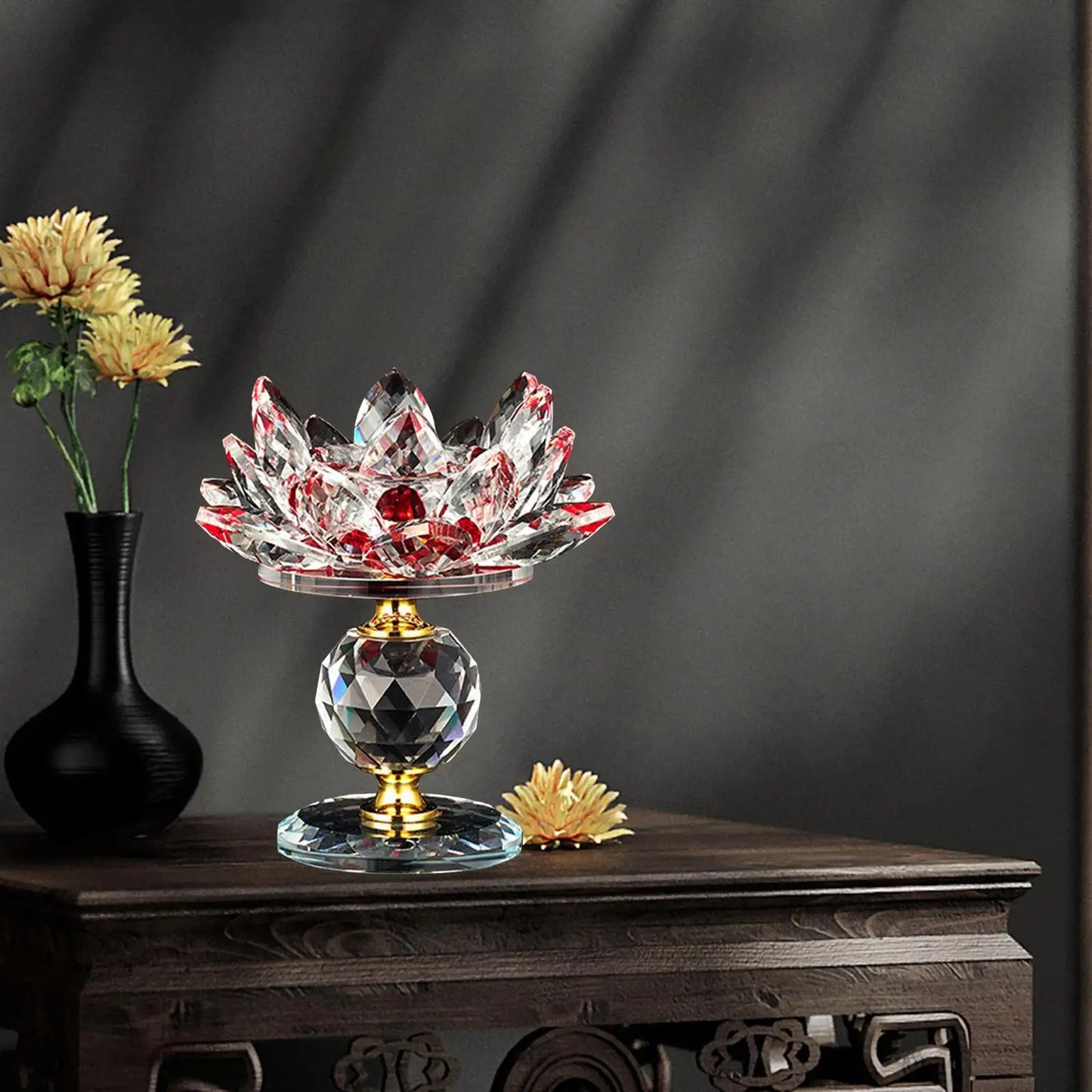 Lotus glass candle holder, tea light holder for wedding party decoration