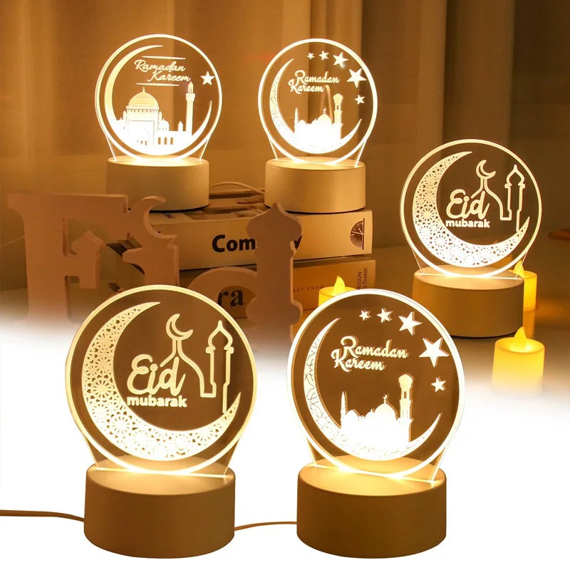 Eid Mubarak 3D Led Lamp Ramadan Night Light Led Moon Star Eid Bedroom Decoration Light Ornament Ramadan Decoration For Home 2025