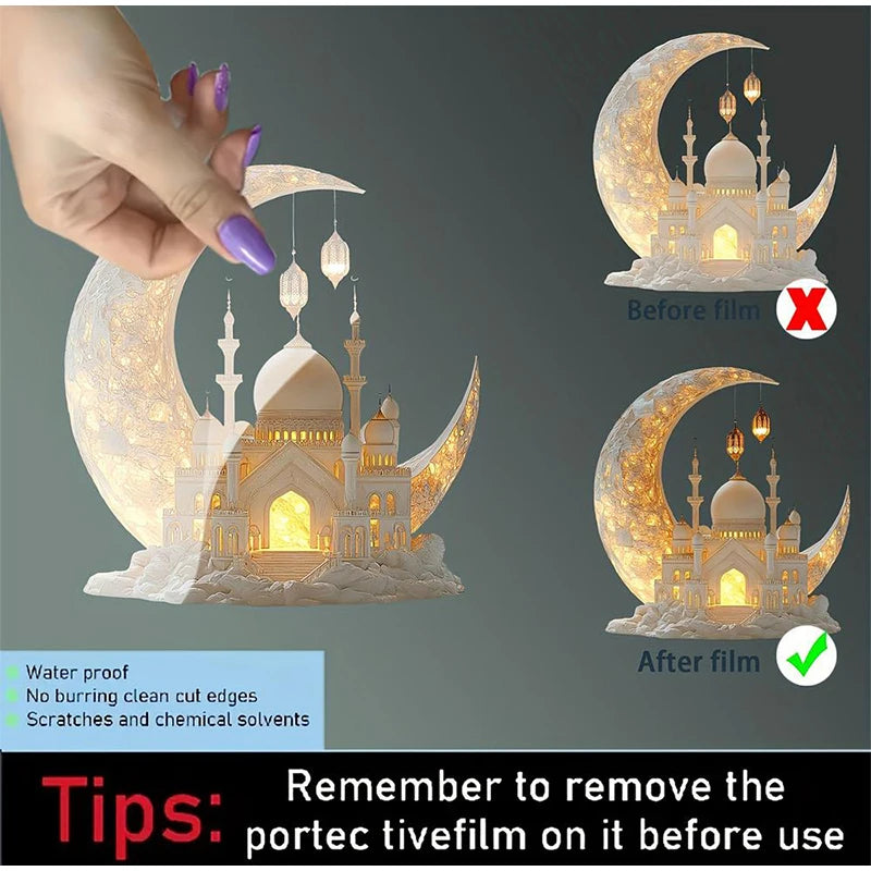 Ramadan Festival 2D Acrylic Moon Castle Craft Ornament 2025 Eid Al-fitr Mubarak Decoration Islamic Muslim Home Party Table Gifts