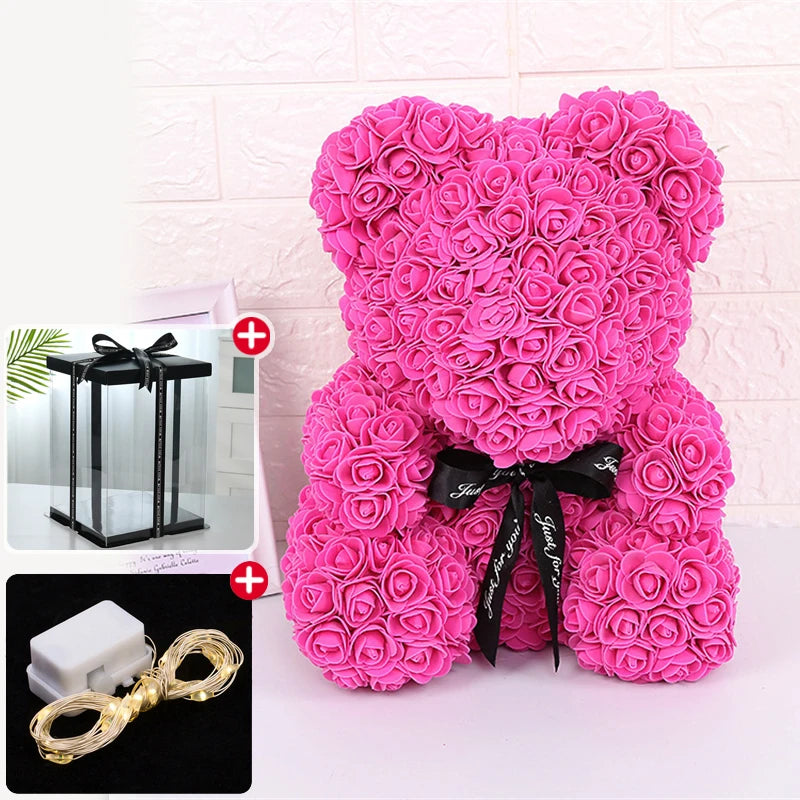 Artificial Rose Bear Light Teddy Bear Gift with Box