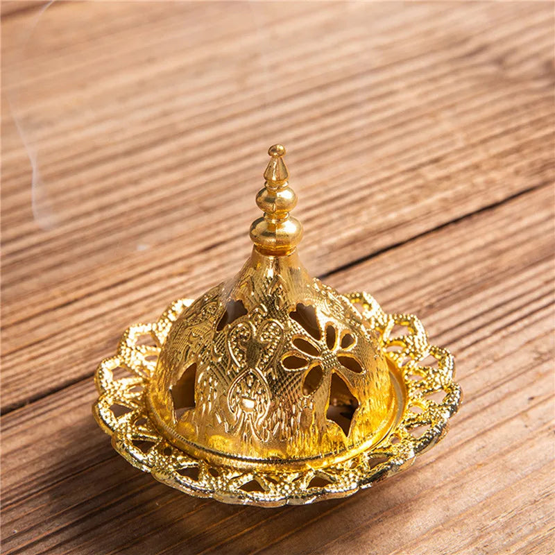 2024 Muslim Eid Mubarak Star Moon Mini Portable Golden Incense Tower Ornaments Ramadan Decor for Home Ramadan Kareem Party Decor