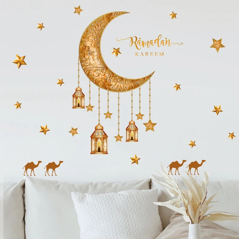 Eid Window Stickers Ramadan Decoration Eid Mubarak Decor for Home 2025 Ramadan Kareem Islam Muslim Party Supplies Eid Al-fitr