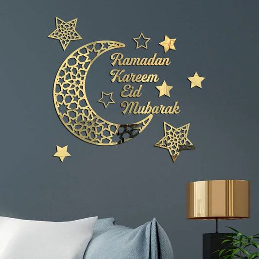 Eid Mubarak Decor Wall Sticker Ramadan Decoration Eid AL Adha Islamic Muslim Party Decor Wall Decal for Home Ramadan Kareem Gift