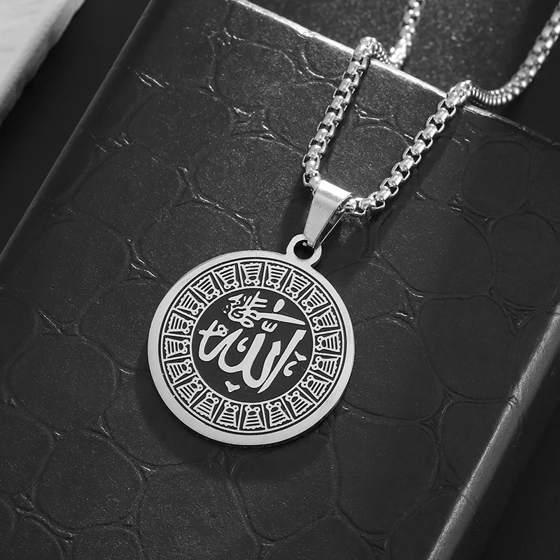 Stainless Steel Muslim Arabic Islamic Religious Pendant Necklace Men Women Amulet Jewelry Ramadan Gift