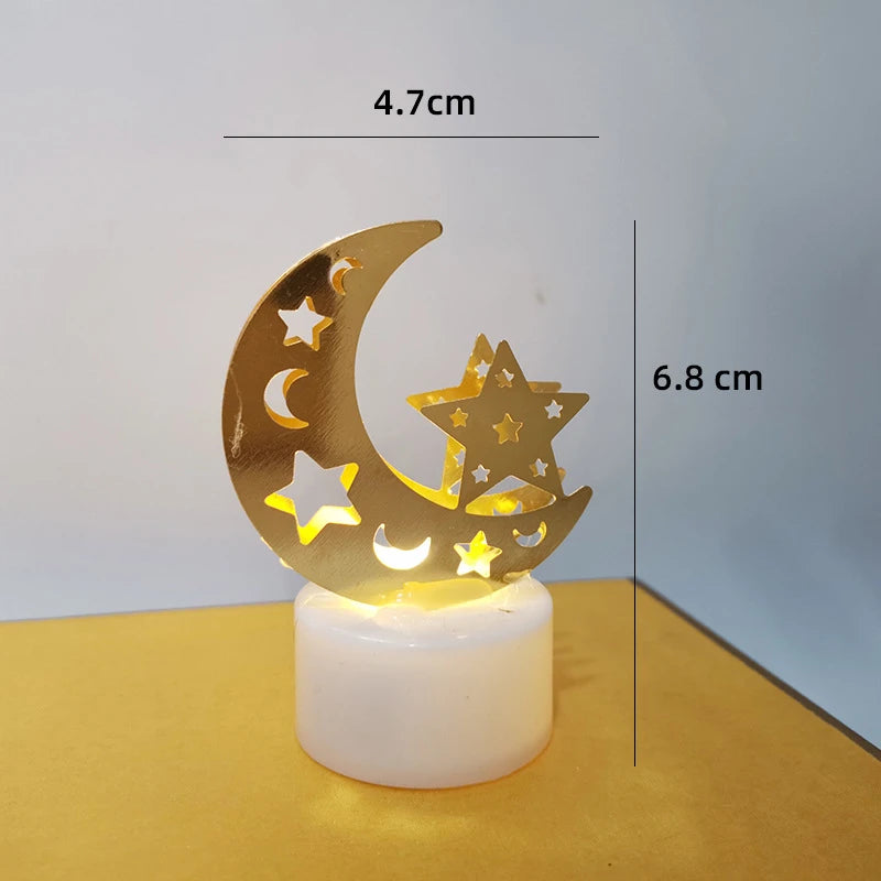 Eid Mubarak Star Moon LED Candle Light Ramadan Kareem Decoration  Home Decor Islamic Muslim Party Supply Eid Al Adha Decor  Lamp