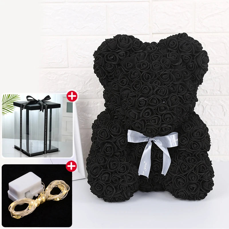 Artificial Rose Bear Light Teddy Bear Gift with Box