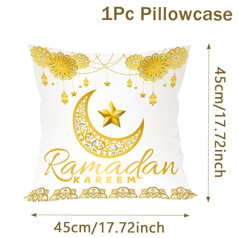 Eid Mubarak Cushion Cover Pillow Case Ramadan Kareem Decoration For Home 2025 Muslim Islam Party Decor Gift Eid Al Adha Supplies