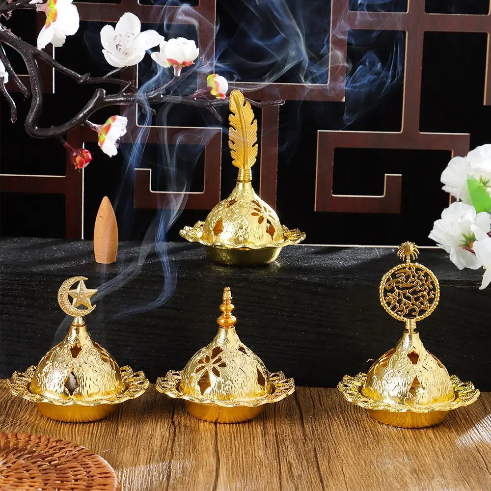 Metal Incense Burner Hollow Golden Tower Oil Burner Vintage Censer Holder Home Fragrance Products