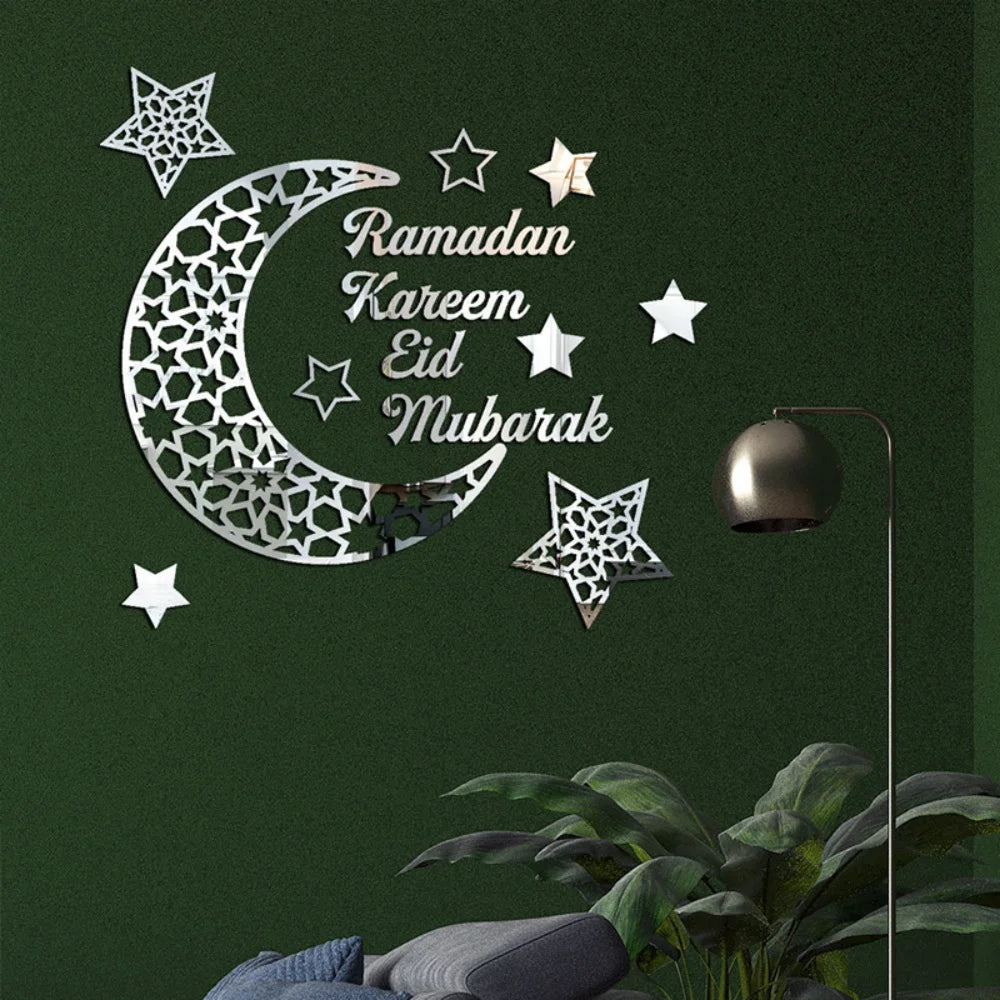 Eid Mubarak Decor Wall Sticker Ramadan Decoration Eid AL Adha Islamic Muslim Party Decor Wall Decal for Home Ramadan Kareem Gift