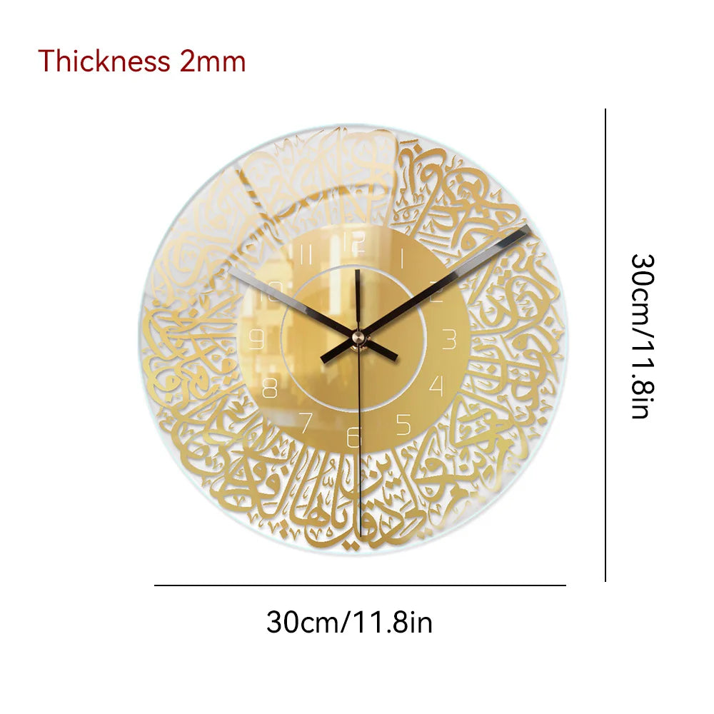 Islamic Ramadan Clock Gold/Black Stereoscopic Acrylic Round Wall Clock Middle East Ramadan Wall Clock Living Room Home Decor