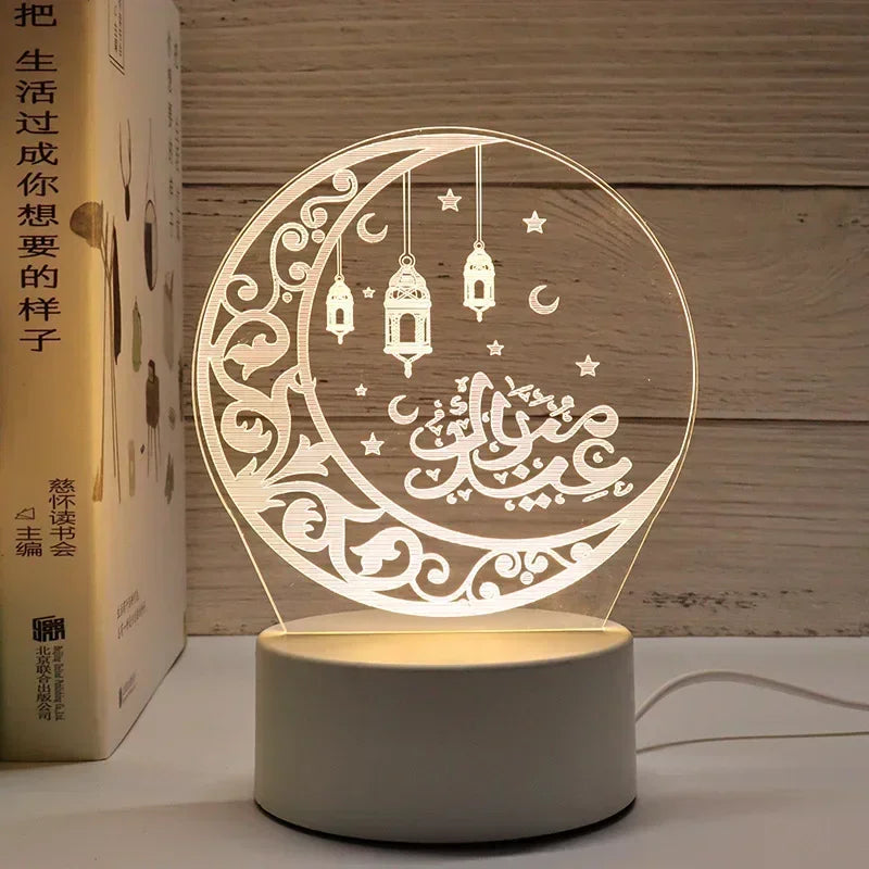 2025 Muslim Ramadan Decor Ornament EID Mubarak LED Festival Night Light Eid Al Adha Gift Gurbang Ramadan Decoration for Home