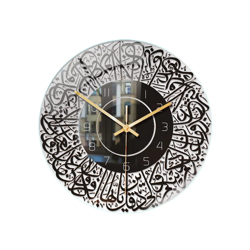 Islamic Ramadan Clock Gold/Black Stereoscopic Acrylic Round Wall Clock Middle East Ramadan Wall Clock Living Room Home Decor