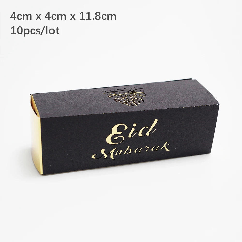 10Pcs Ramadan Gift Boxes Eid Mubarak Paper Gift Packing Boxes Gold Hollow Ramadan Gift Candy Packages Ramadan Decoration 2025